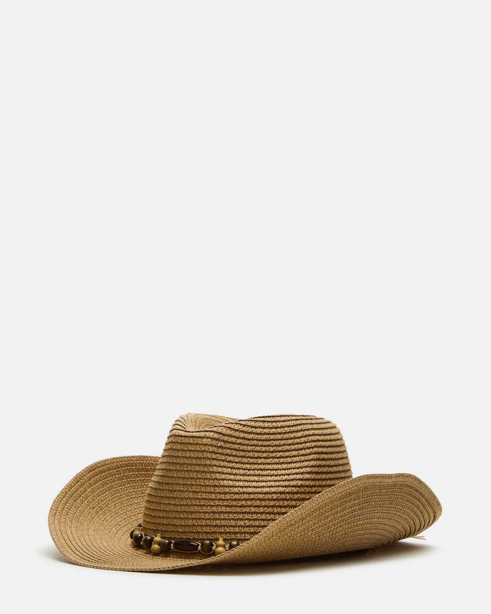 BEADED TRIM WESTERN HAT TAN