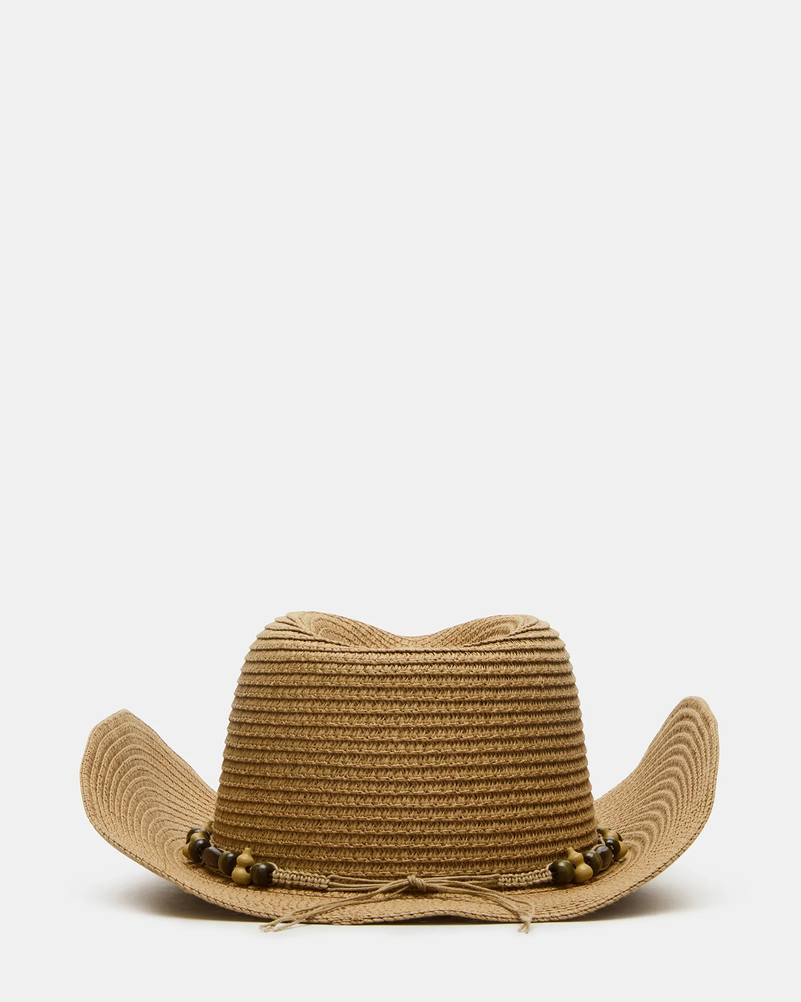 BEADED TRIM WESTERN HAT TAN