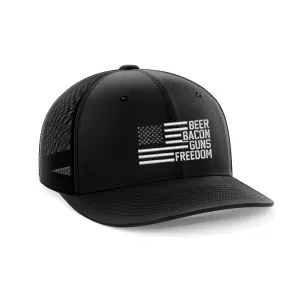 Beer, Gun's, Bacon Embroidered Trucker Hat