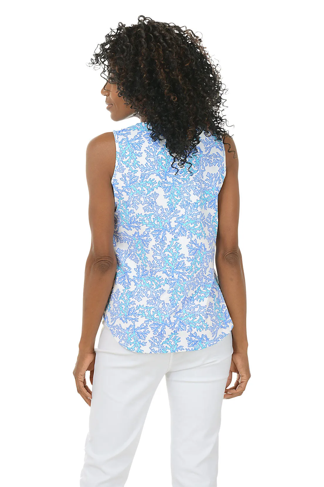 Blue Coral UPF50  Split Neck Sleeveless Top