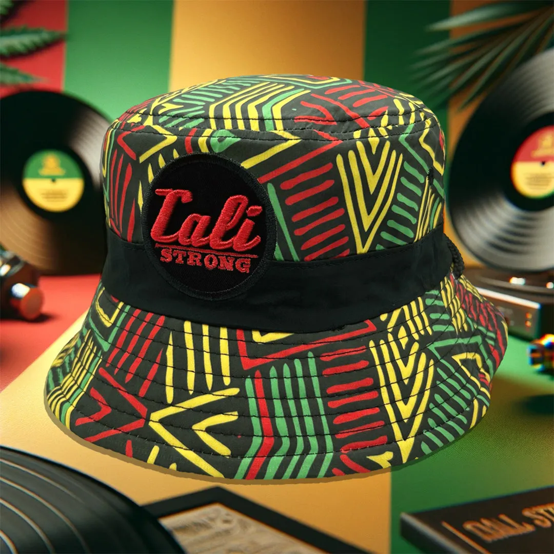 CALI Strong Lord Rasta Reversible Tribal Black Bucket Hat Tactical Morale Patch