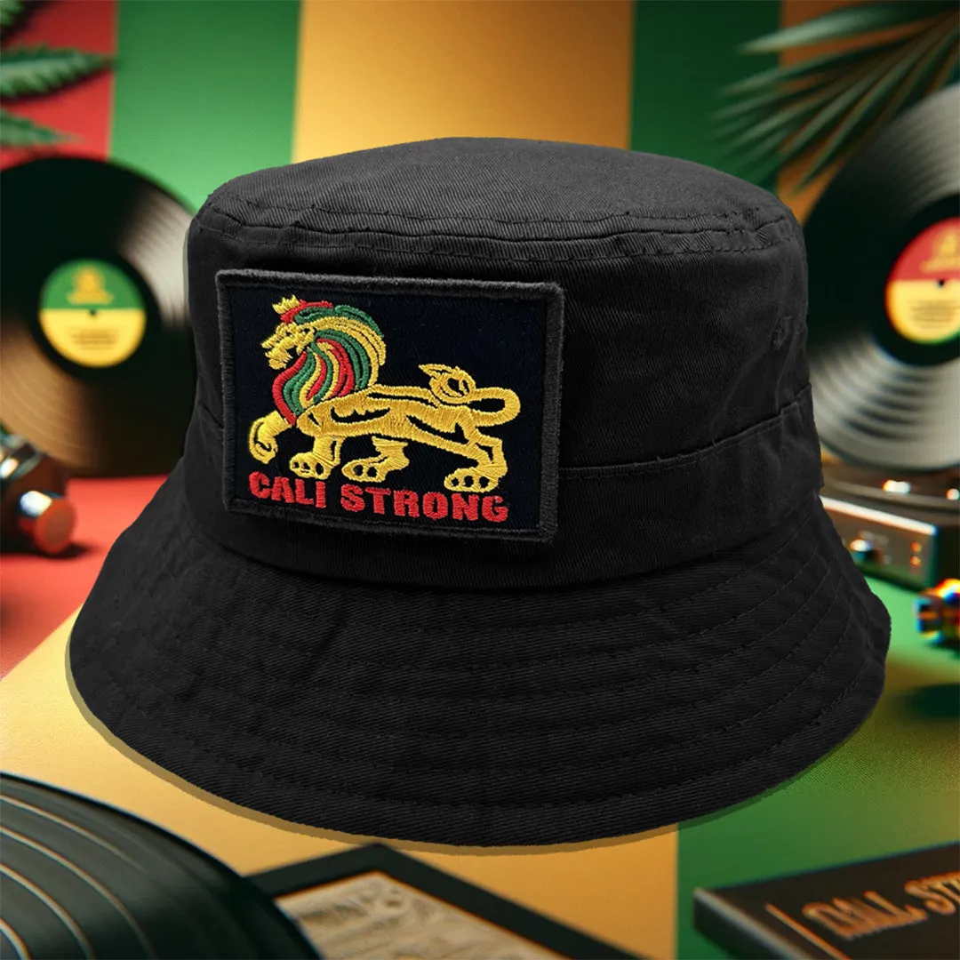 CALI Strong Lord Rasta Reversible Tribal Black Bucket Hat Tactical Morale Patch