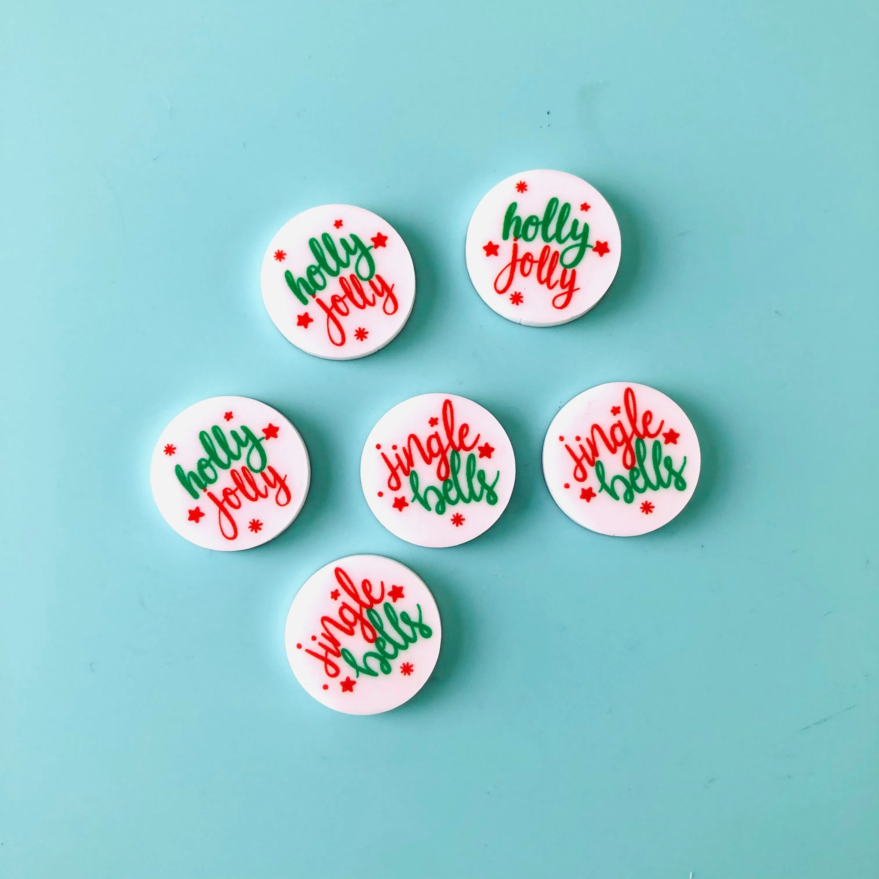 Christmas Chunky Cabochons - 3 pair set -  7 Designs to choose from
