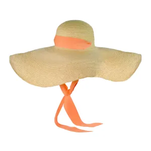 Crochet Extra Long Brim Glamour Hat With Grosgrain Adjustable Ribbon