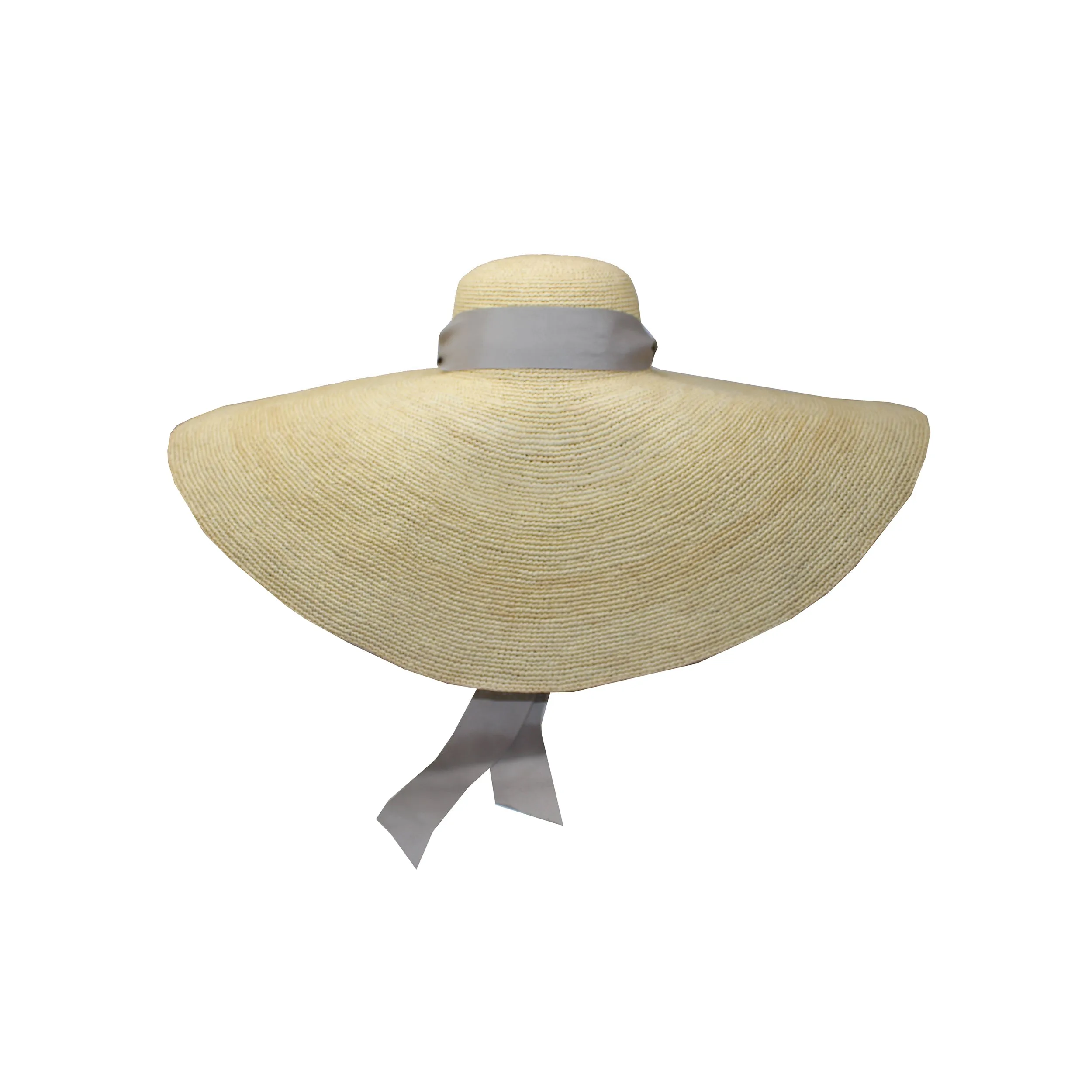 Crochet Extra Long Brim Glamour Hat With Grosgrain Adjustable Ribbon