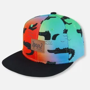Deux par Deux - Printed Cap Black And Multicolored Crocodiles