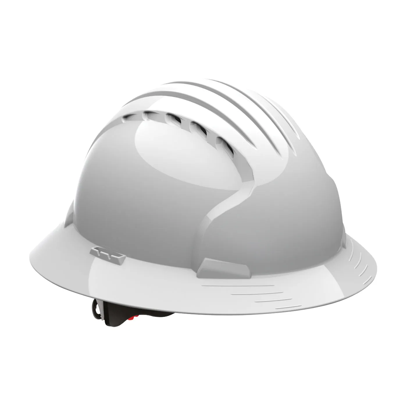 Evolution Deluxe 6161 Vented, Full Brim Hard Hat with HDPE Shell, 6-Point Polyester Suspension and Wheel Ratchet Adjustment, White