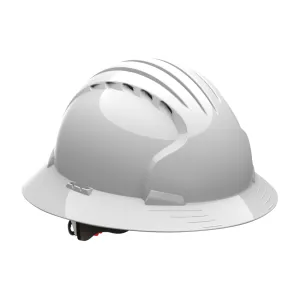 Evolution Deluxe 6161 Vented, Full Brim Hard Hat with HDPE Shell, 6-Point Polyester Suspension and Wheel Ratchet Adjustment, White