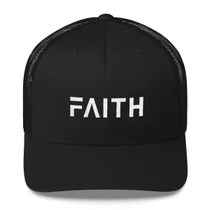FAITH Christian Snapback Trucker Hat Embroidered in White Thread