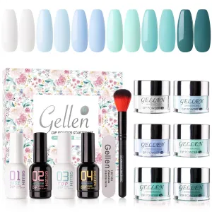 Gellen Dip Powder Nail Kit, 6 Colors Acrylic Nail Dip Powder Starter Kit With Top&Base Coat, Clear Dipping Powder Liquid Set, Home/Salon Nail Art Kit, DIY Manicure Gift Set, Gentle Nudes