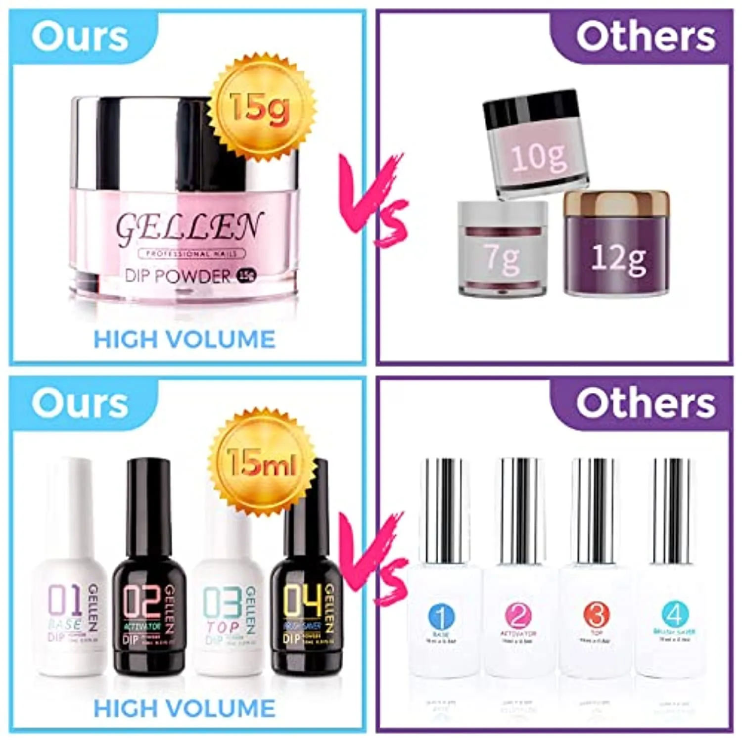 Gellen Dip Powder Nail Kit, 6 Colors Acrylic Nail Dip Powder Starter Kit With Top&Base Coat, Clear Dipping Powder Liquid Set, Home/Salon Nail Art Kit, DIY Manicure Gift Set, Gentle Nudes