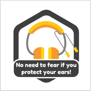 Hearing Protection Square Hard Hat Decal Full Color - #404092