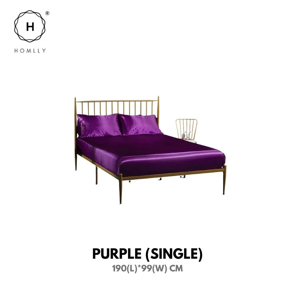 Homlly Hypoallergenic Breathable Soft Silky Satin Pillow Bedsheet Set