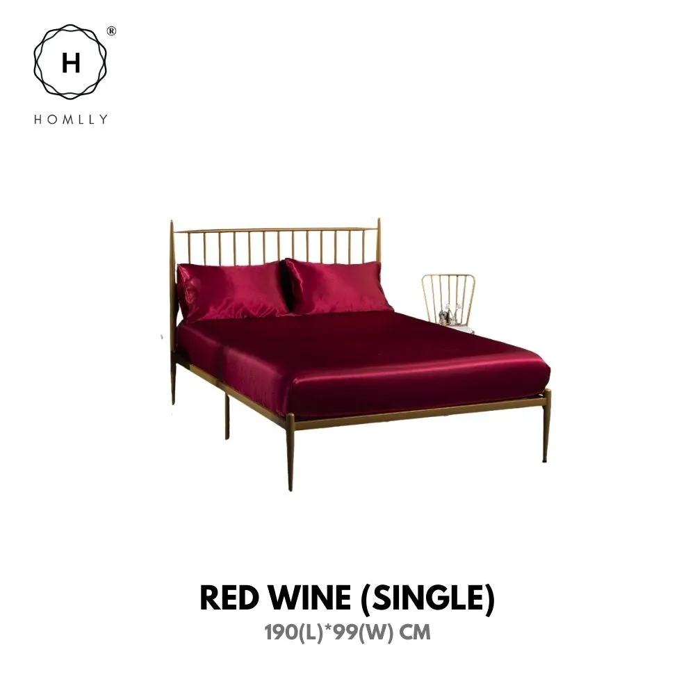 Homlly Hypoallergenic Breathable Soft Silky Satin Pillow Bedsheet Set