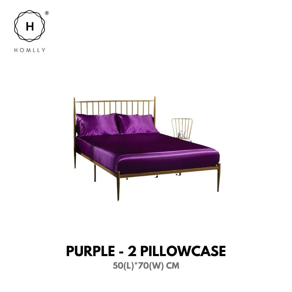 Homlly Hypoallergenic Breathable Soft Silky Satin Pillow Bedsheet Set