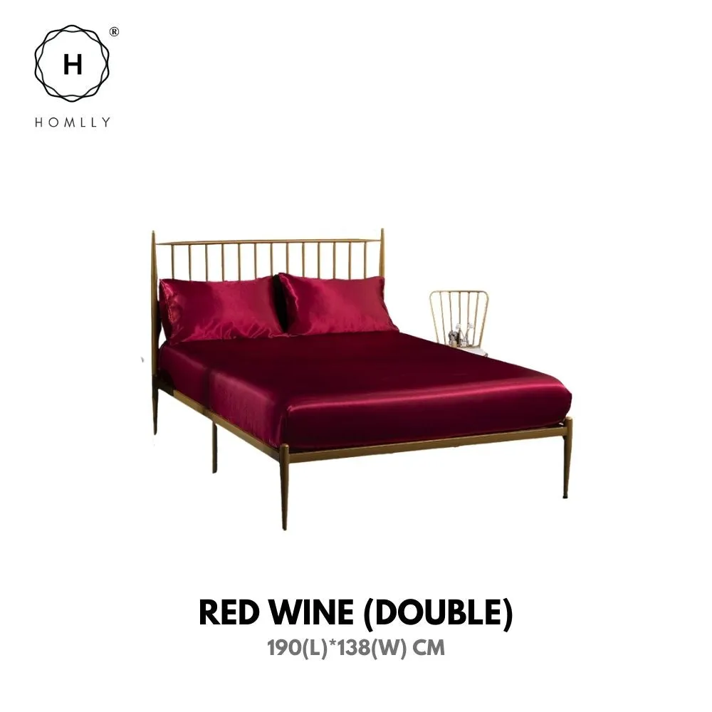 Homlly Hypoallergenic Breathable Soft Silky Satin Pillow Bedsheet Set