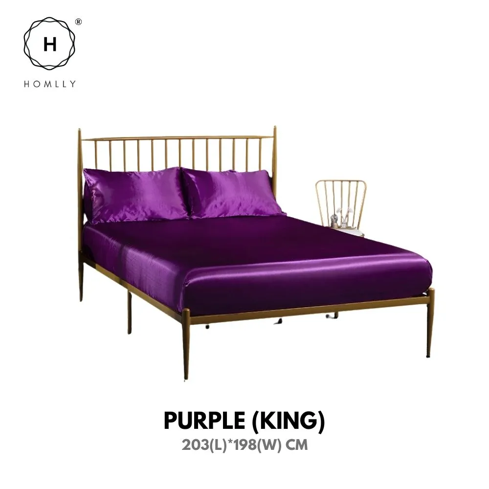 Homlly Hypoallergenic Breathable Soft Silky Satin Pillow Bedsheet Set