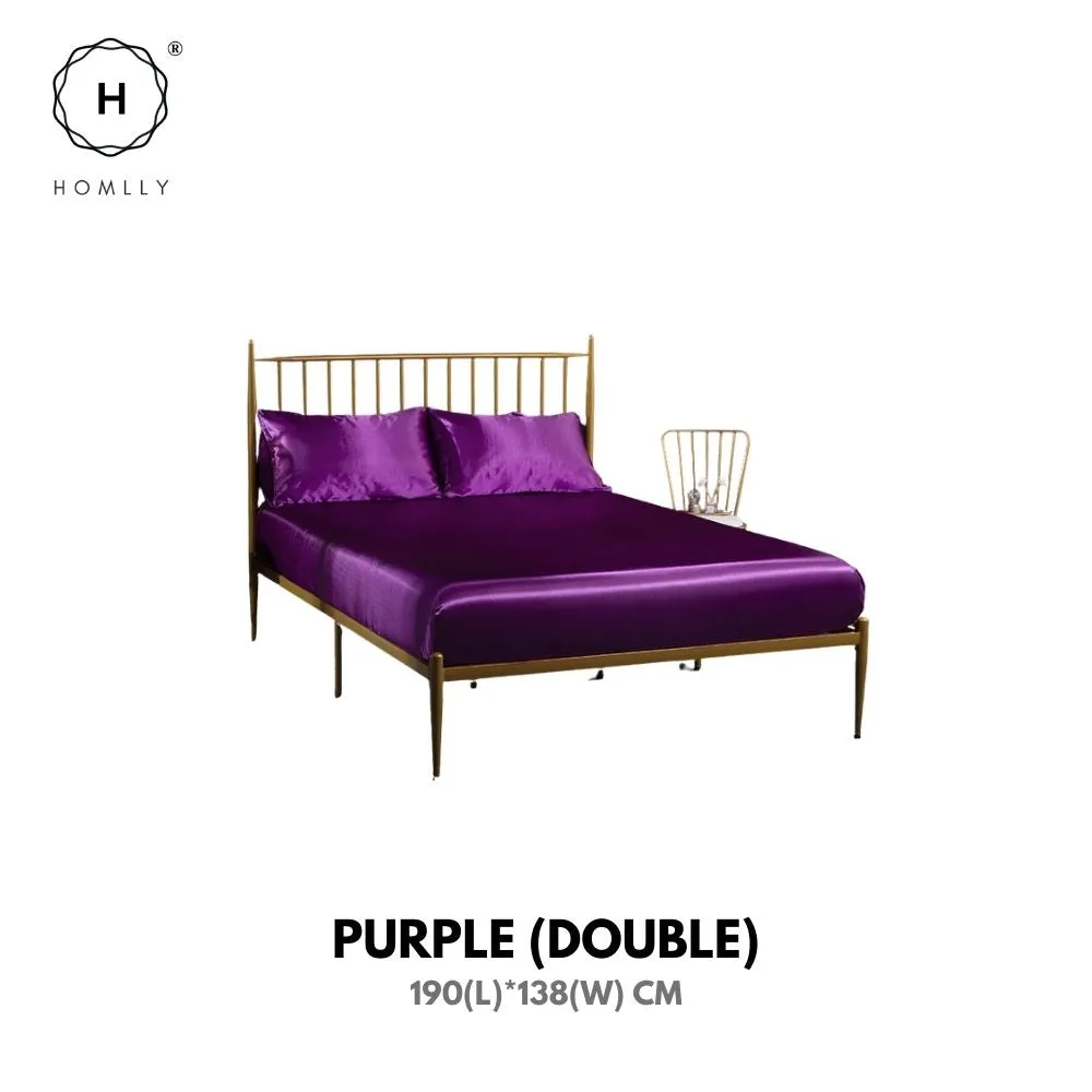 Homlly Hypoallergenic Breathable Soft Silky Satin Pillow Bedsheet Set