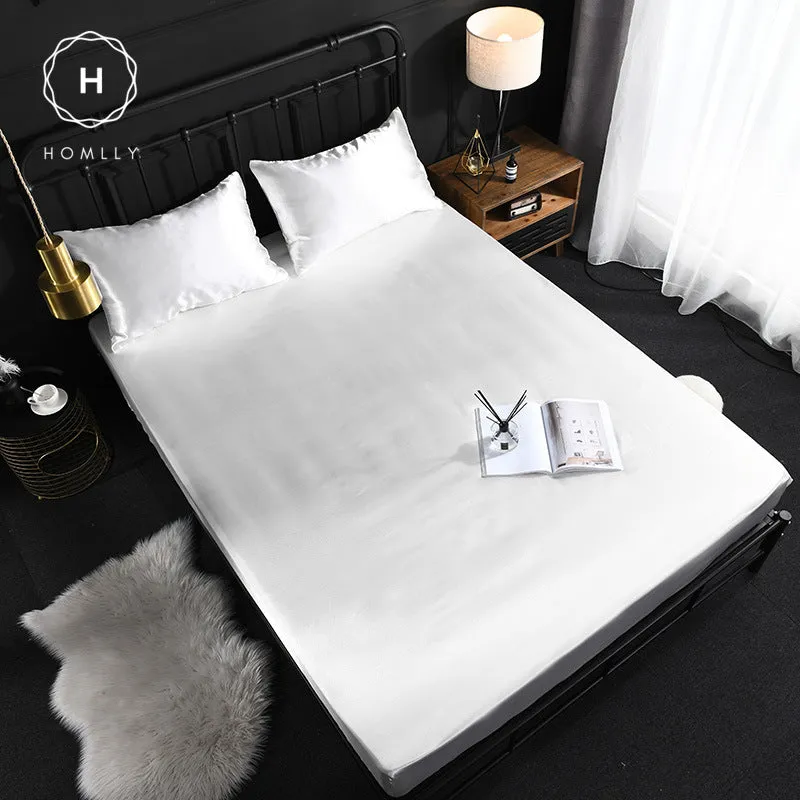 Homlly Hypoallergenic Breathable Soft Silky Satin Pillow Bedsheet Set