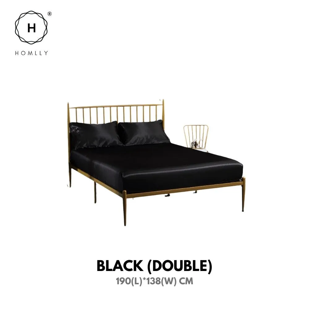 Homlly Hypoallergenic Breathable Soft Silky Satin Pillow Bedsheet Set
