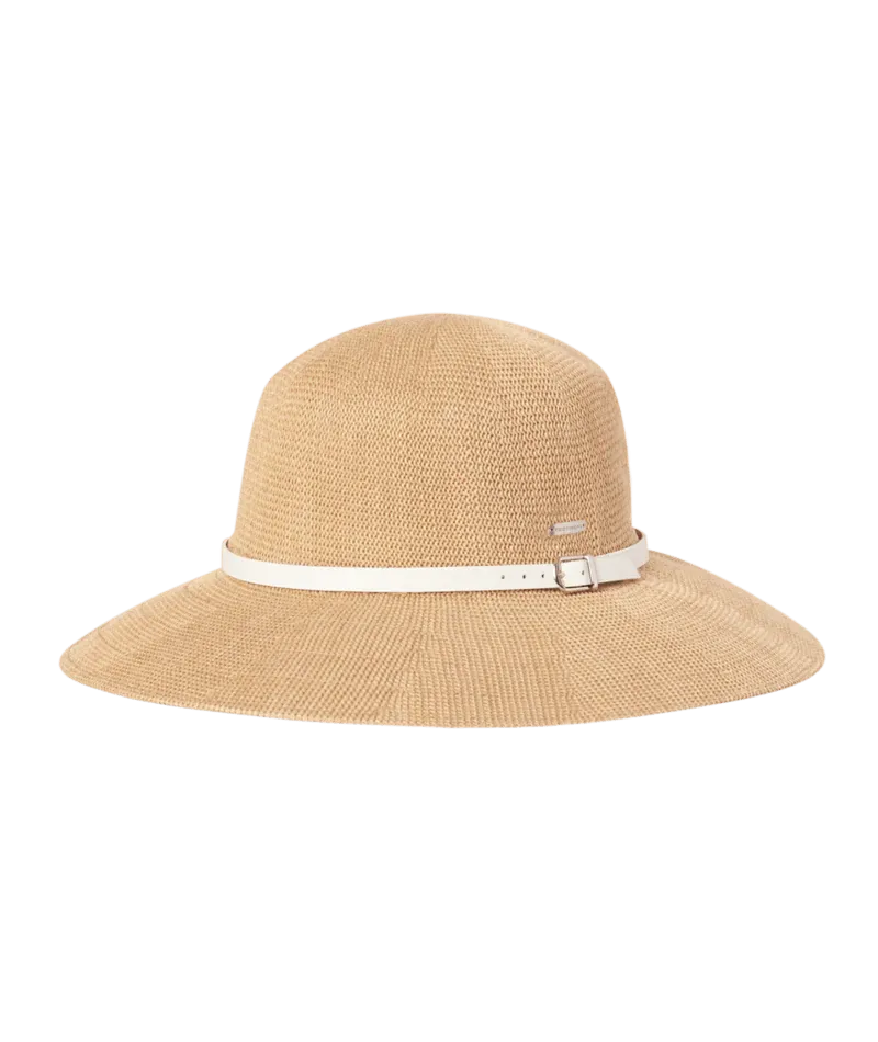 Leslie Wide Brim Sun Protection Hat in Natural/White