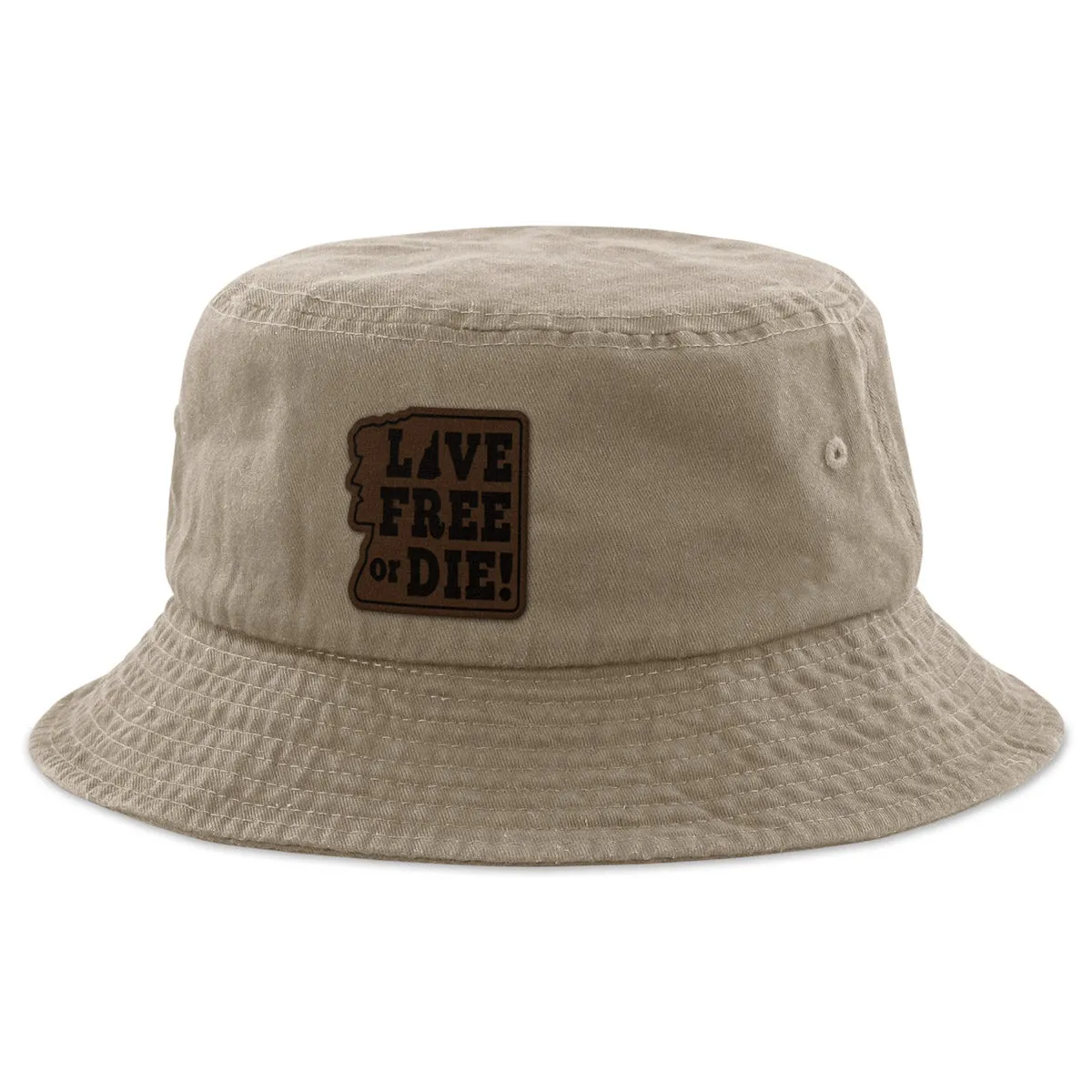 Live Free or Die Leather Patch Bucket Hat