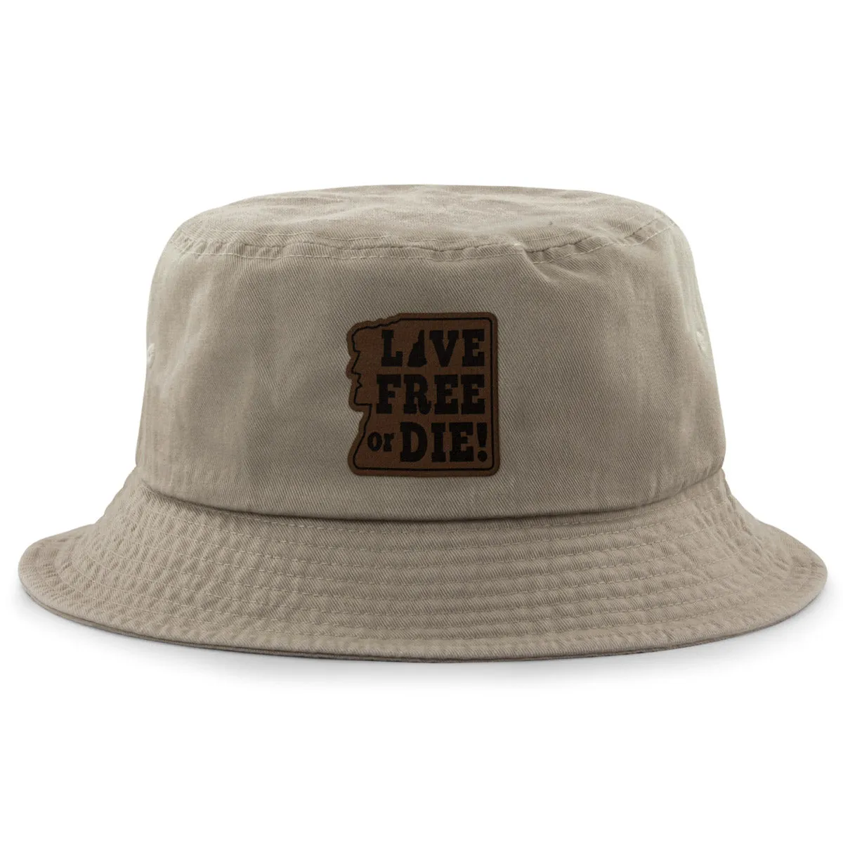 Live Free or Die Leather Patch Bucket Hat
