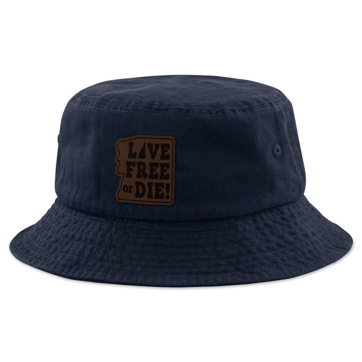 Live Free or Die Leather Patch Bucket Hat
