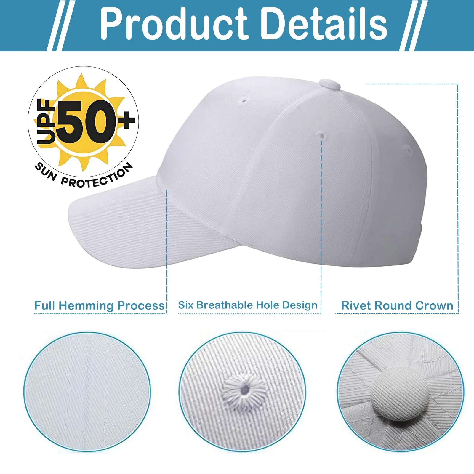 LYDTICK 20-Pack Blank Baseball Cap Trucker Hat Bulk Wholesale Sublimation Hats Adjustable Plain for Men Women, White
