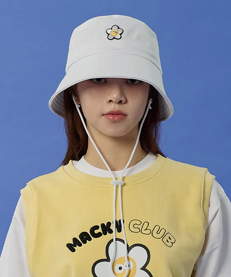 MACKY Golf: Daisy String Bucket Hat - White