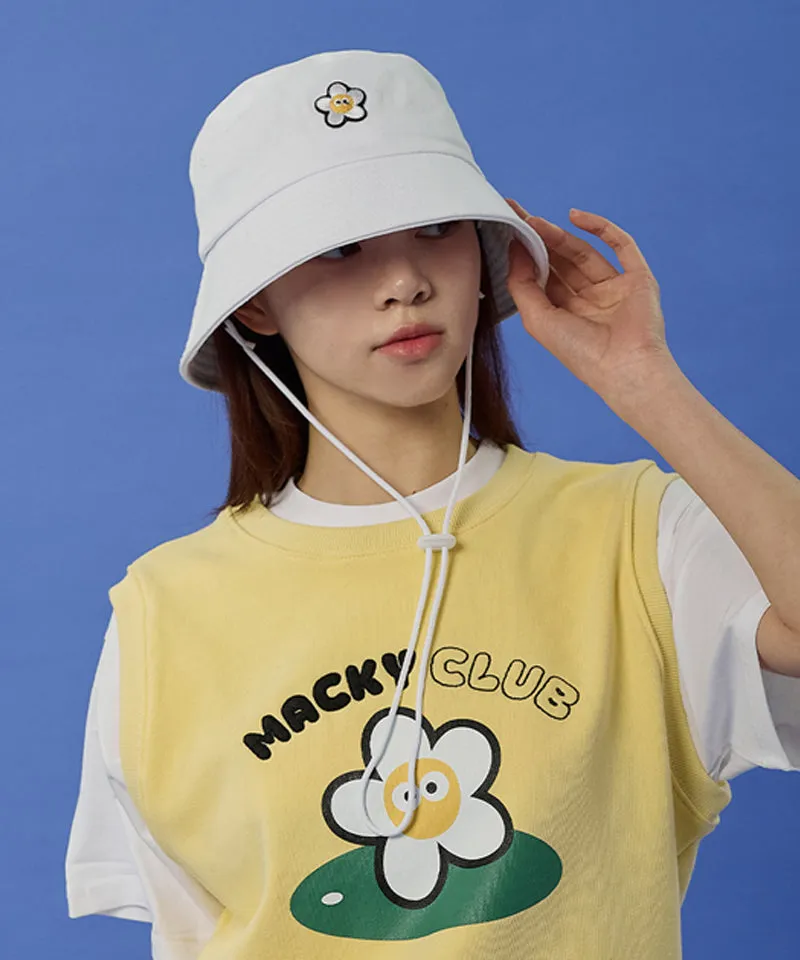 MACKY Golf: Daisy String Bucket Hat - White