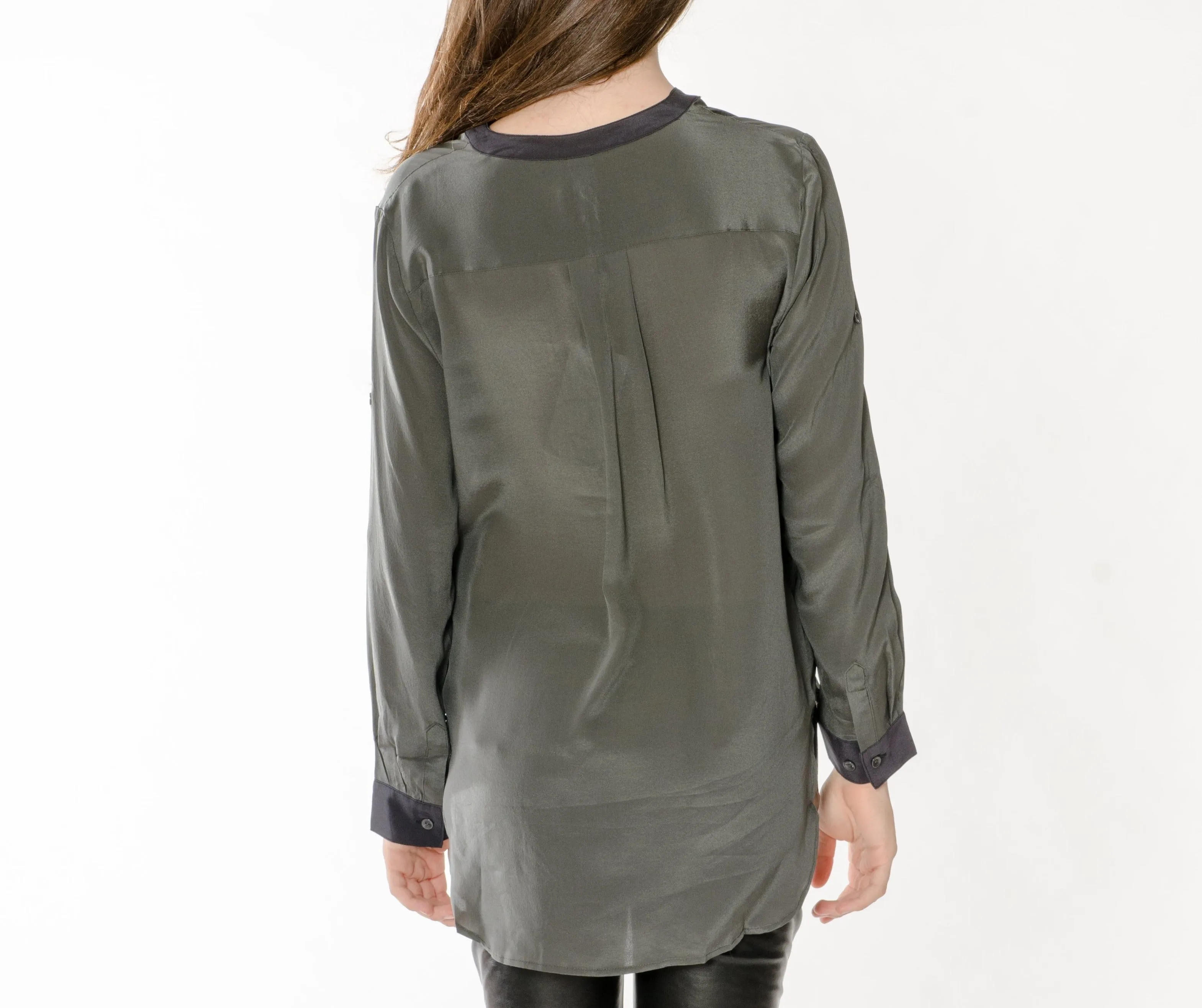 Mina Hi-Low Hem Silk Shirt