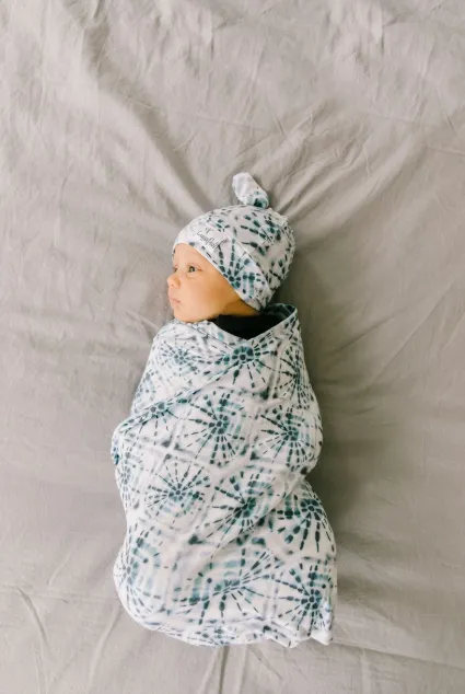 Newborn Top Knot Hat- Indigo
