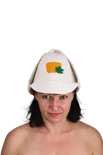 PetriStor Sauna Hat Sherlock Holmes - Sauna Hat for Men - Wool Sauna Hat - Sauna Hat for Women - Bathhouse hat - Natural Felt Sauna Cap (White)