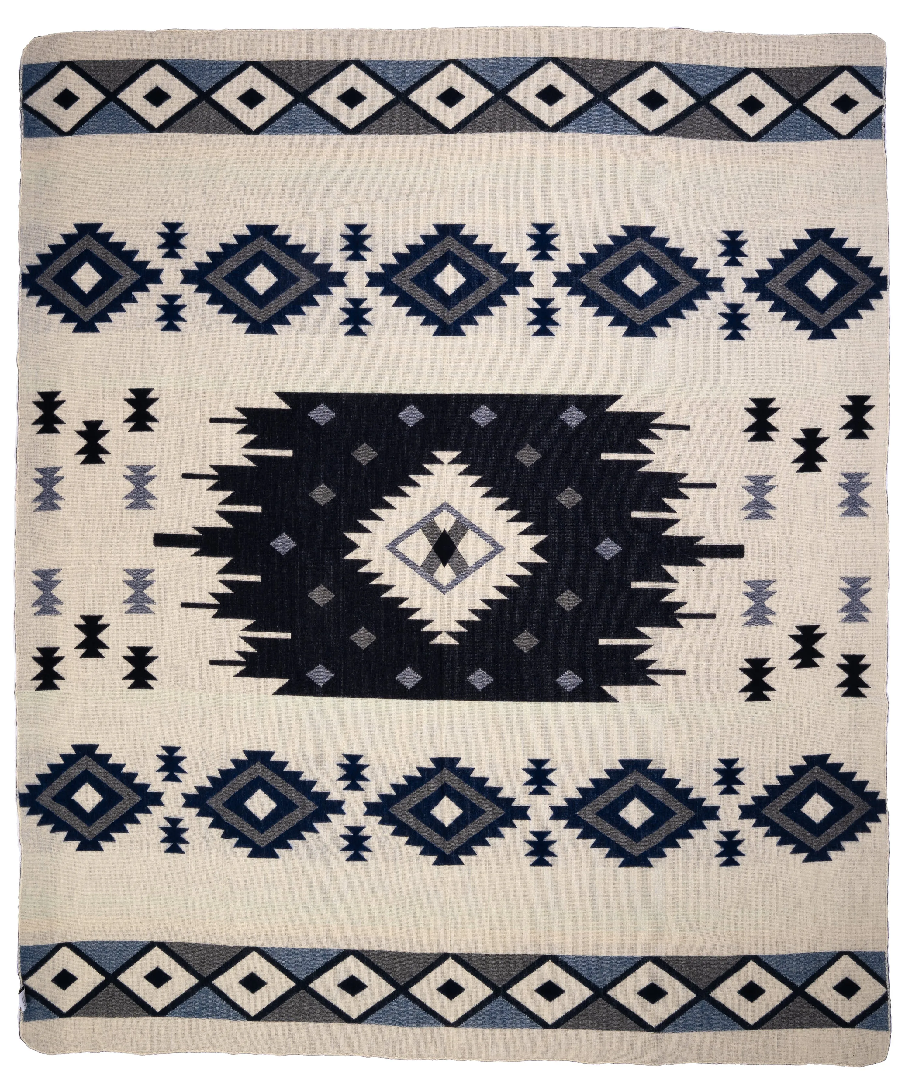 QISU Blue Ice Storm Wool Blanket – Artisan Craftsmanship for Winter Elegance