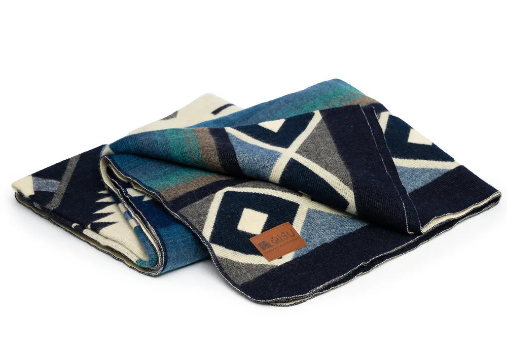 QISU Blue Ice Storm Wool Blanket – Artisan Craftsmanship for Winter Elegance