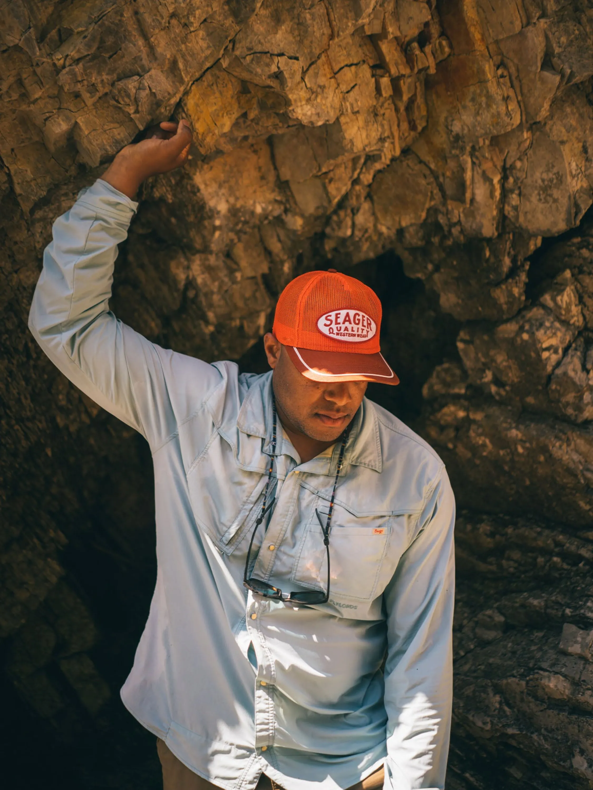 Seager Old Town All Mesh Snapback - Blaze Orange