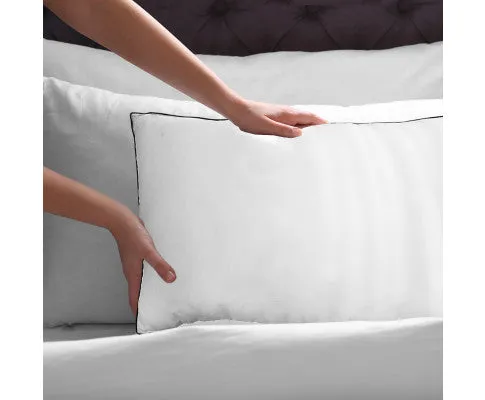 Silk Blend Pillow Hypoallergenic Gusset Cotton Cover Twin Pack White 50 x 75cm