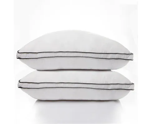 Silk Blend Pillow Hypoallergenic Gusset Cotton Cover Twin Pack White 50 x 75cm
