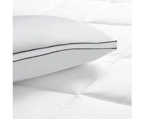 Silk Blend Pillow Hypoallergenic Gusset Cotton Cover Twin Pack White 50 x 75cm