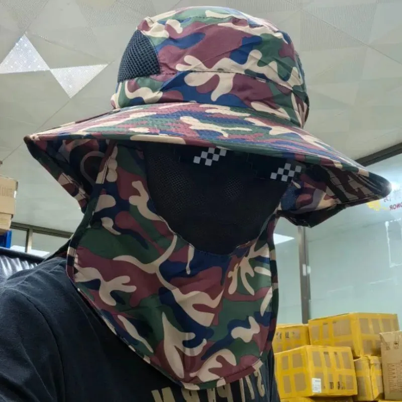 Summer Sun Hats UV Protection Outdoor Hunting Fishing Cap for Men Women Hiking Camping Visor Bucket Hat Removable Fisherman Hat