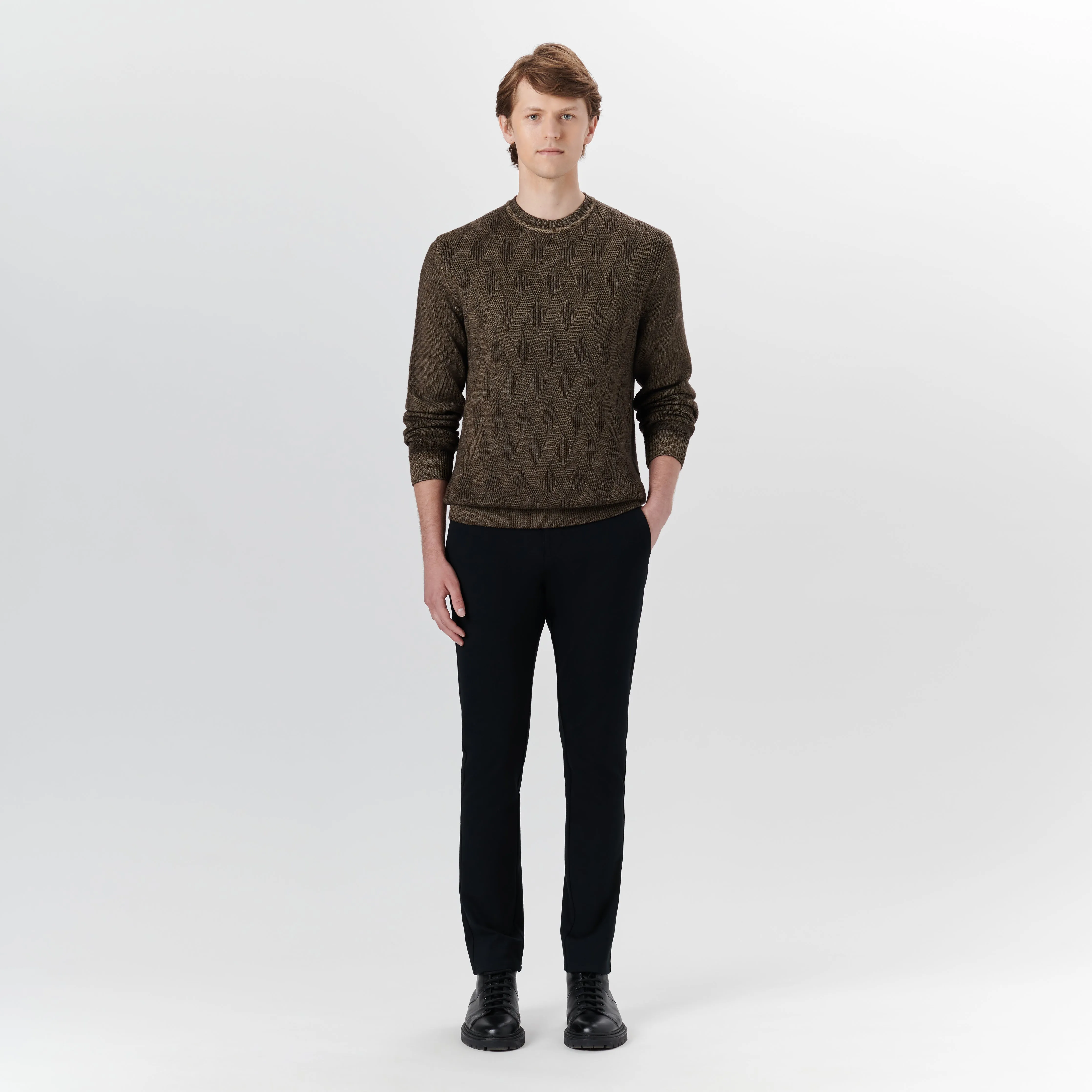 Super Merino Crew Neck Diamond Cable Sweater