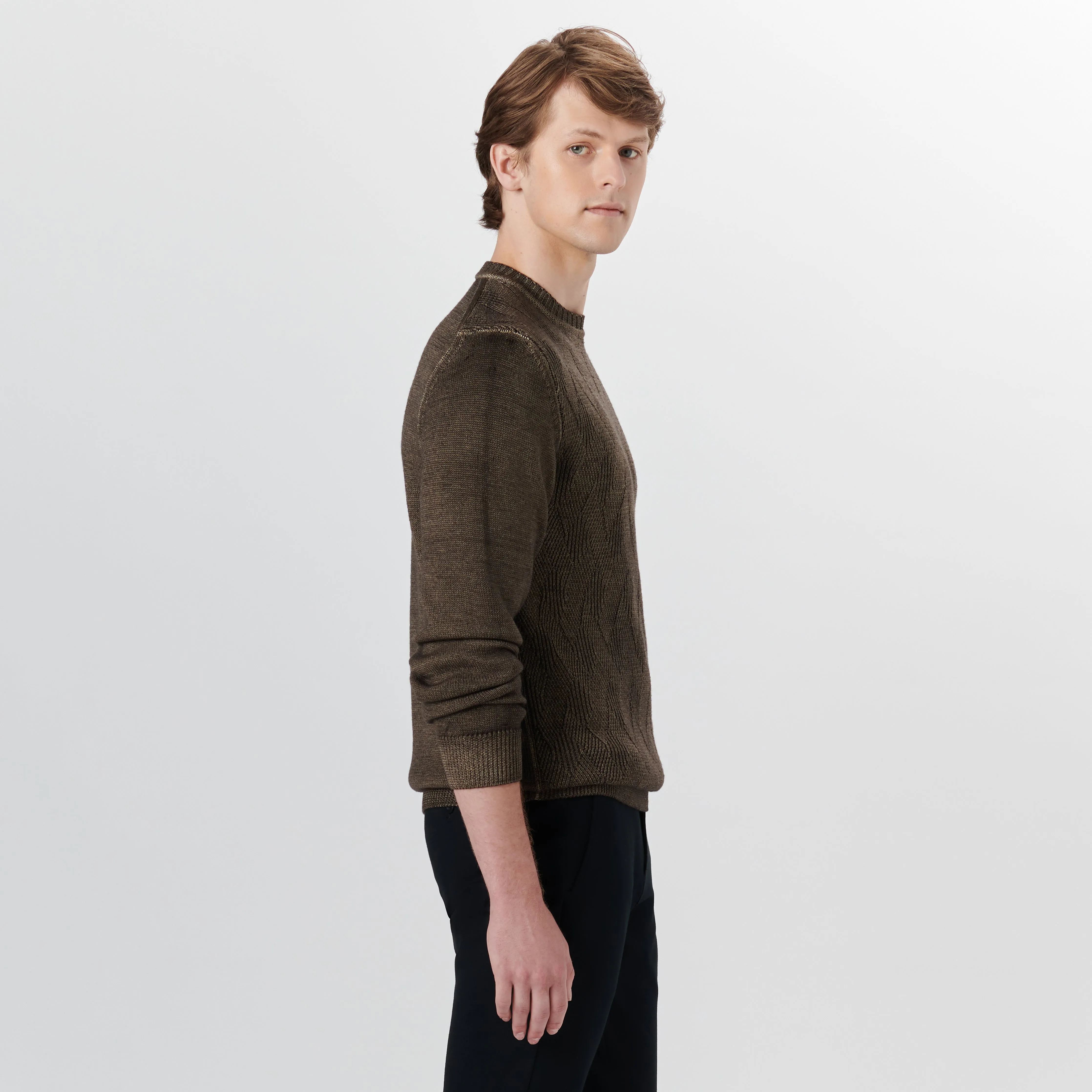 Super Merino Crew Neck Diamond Cable Sweater