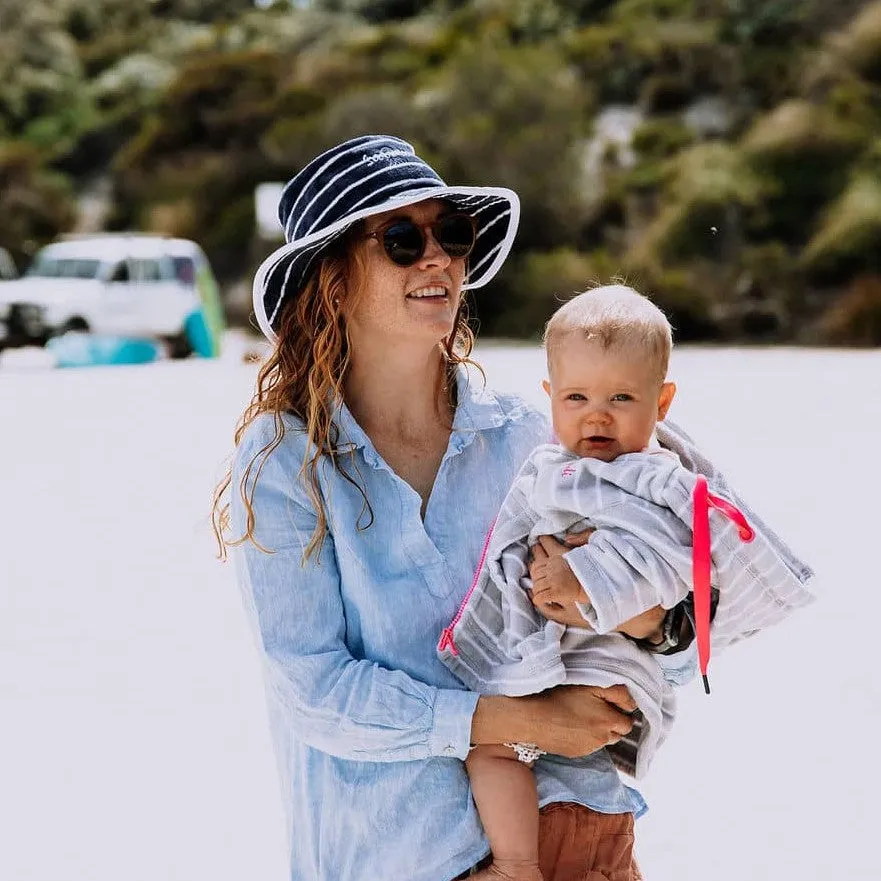 Toweling Bucket Hat Navy with White