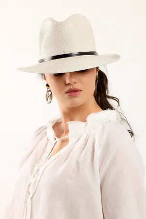TRAVAUX EN COURS - Borsalino Hat Leather Strap - Off White