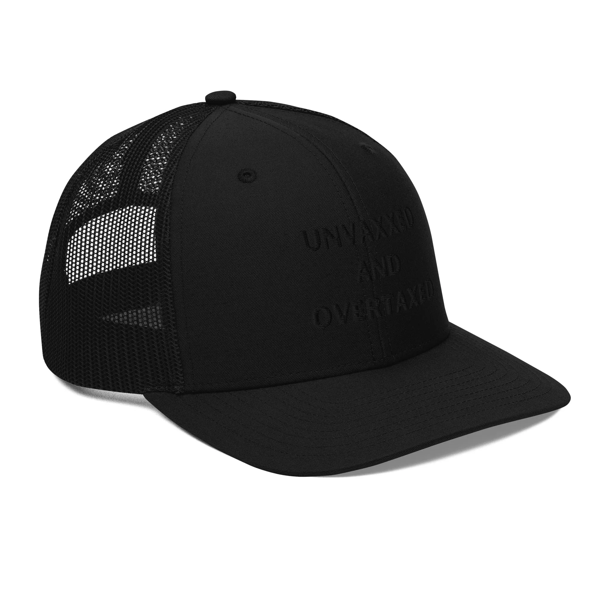 Unvaxxed and Overtaxed Black Trucker Hat