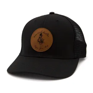 Vaqueros de las Olas Leather Patch Trucker Hat - Black