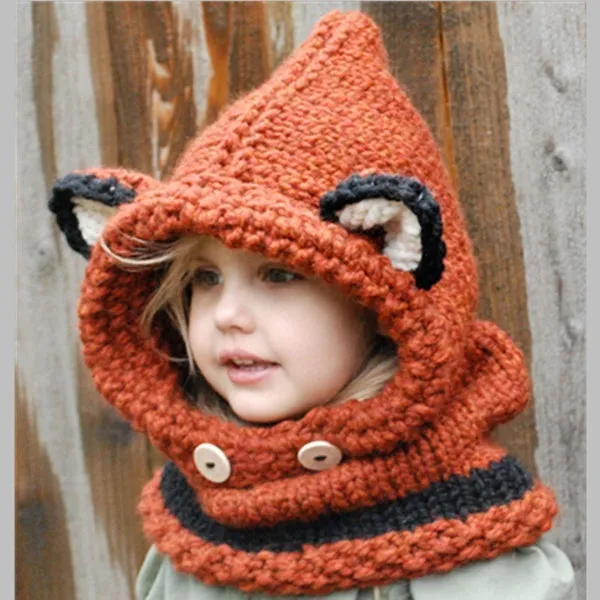 Warm Baby Girls Hats Handmade Kids Winter Wind Protection Hats