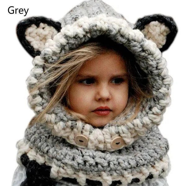 Warm Baby Girls Hats Handmade Kids Winter Wind Protection Hats